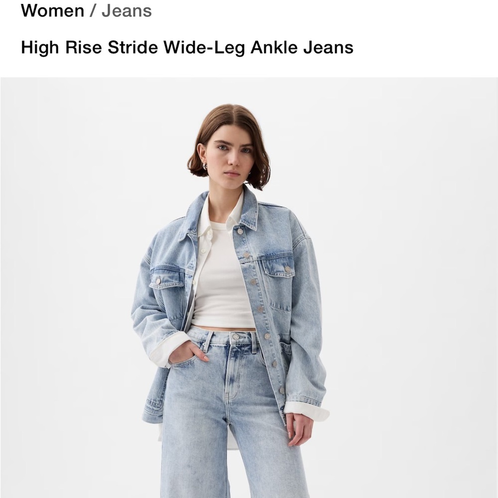 Gap NWT High Rise Stride Wide-Leg Ankle Jean
28 Short